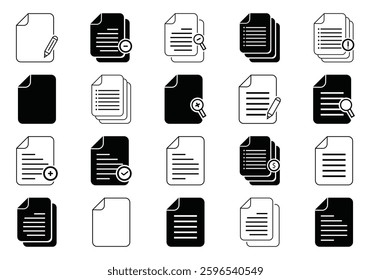 Attach document icon vector icons set in black and blue format 