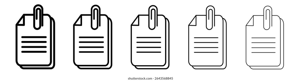 Attach document icon vector outline set illustration sign