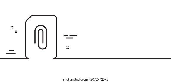 Attach Document line icon. Information File sign. Paper page concept symbol. Upload data. Minimal line illustration background. Attachment line icon pattern banner. White web template concept. Vector