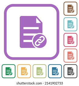 Attach document solid simple icons in color rounded square frames on white background