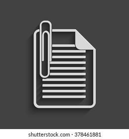 attach document vector icon with shadow