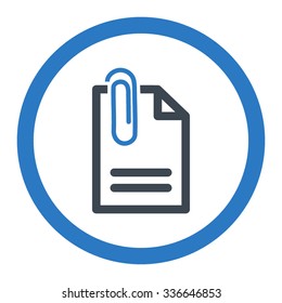Attach Document vector icon. Style is bicolor flat rounded symbol, smooth blue colors, rounded angles, white background.