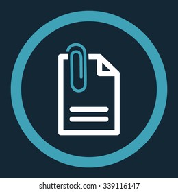 Attach Document vector icon. Style is bicolor flat rounded symbol, blue and white colors, rounded angles, dark blue background.