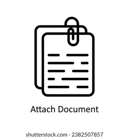 Attach Document vector  outline Design illustration. Symbol on White background EPS 10 File 