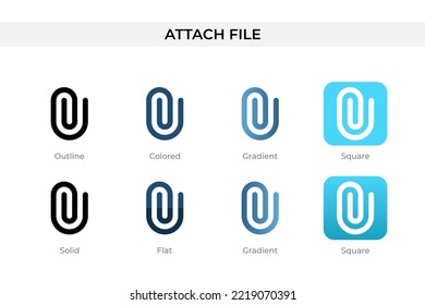 Attach File icon in different style. Attach File vector icons designed in outline, solid, colored, gradient, and flat style. Symbol, logo illustration. Vector illustration