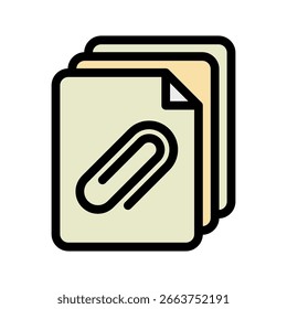 Attach File outline color, mini illustration icon. use for modern concept, print, UI, UX kit, web and app development. Vector related to office, education, examination and more.