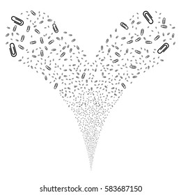Attach fireworks stream. Vector illustration style is flat black iconic symbols on a white background. Object double fountain created from random pictograms.
