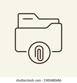 Attach folder thin line icon. Folder with attachment concept. Vector illustration symbol elements for web design and apps.