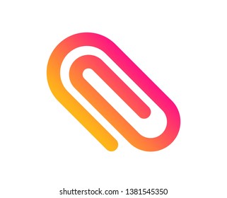 Attach icon. Attachment paper clip sign. Office stationery object symbol. Classic flat style. Gradient paper clip icon. Vector