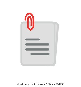 Attach icon. Attachment paper clip sign. Office stationery object symbol. Classic flat style. flat paper clip icon. Vector