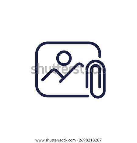 attach image or photo icon, line pictogram on white