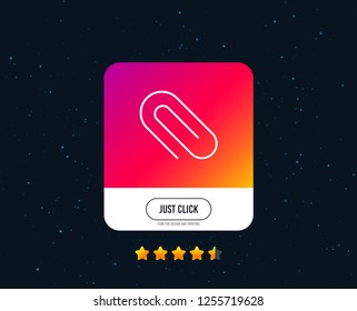 Attach line icon. Attachment paper clip sign. Office stationery object symbol. Web or internet line icon design. Rating stars. Just click button. Vector