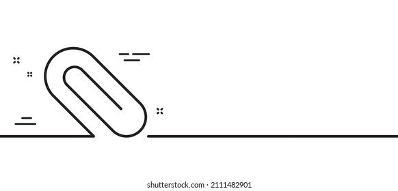 Attach line icon. Attachment paper clip sign. Office stationery object symbol. Minimal line illustration background. Paper clip line icon pattern banner. White web template concept. Vector