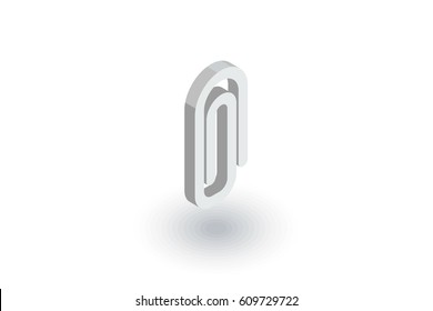 attach, paper clip isometric flat icon. 3d vector colorful illustration. Pictogram isolated on white background