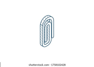 attach, paper clip isometric icon. 3d vector illustration. Isolated line art technical drawing. Editable stroke