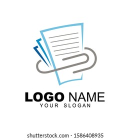 Attached document file icon, document data icon, paper clip logo