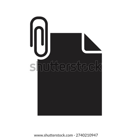 Attached document file showing paper sheet with paperclip representing office memo email attachment data storage record keeping