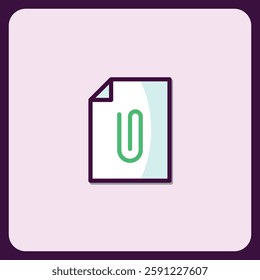 Attached Document Icon Design Modern Flat Style