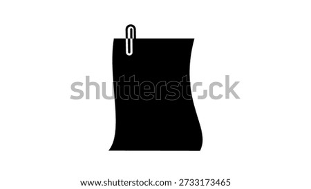 Attached document symbol, black isolated silhouette