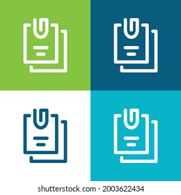 Attached Files Flat four color minimal icon set