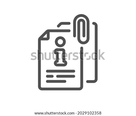 Attached info line icon. Information guide sign. Attachment file symbol. Quality design element. Linear style attached info icon. Editable stroke. Vector