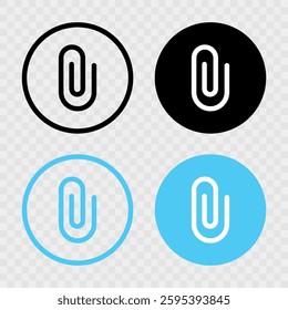 attached link file icon, attachment , document, office paper clip icon symbol - attach link sign button. color set. black, blue, white. vector icons. transparent backgroun