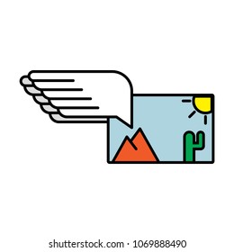 Attached photo vector line icon on background. Attached photo line icon for infographic, website or app.