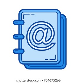 Angehängtes Foto, Vektorsymbol einzeln auf weißem Hintergrund. Angehängtes Foto-Line-Symbol für Infografik, Website oder App. Blaues Symbol für ein Gittersystem.