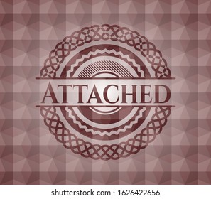 Attached red seamless emblem with geometric pattern background.