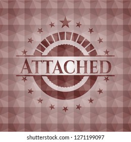 Attached red seamless geometric badge.
