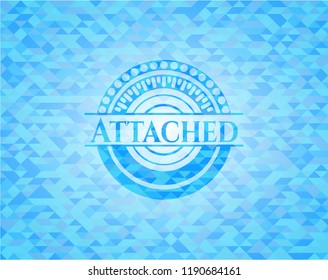Attached sky blue emblem. Mosaic background