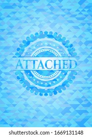 Attached sky blue emblem with mosaic background