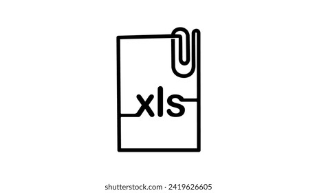 Angehängte xls-Datei, schwarz, einzelne Silhouette