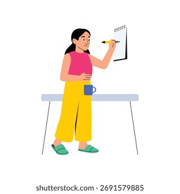 Colocación de notas adhesivas de colores en la ilustración de tablero o monitor