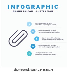 Attachment, Attach, Clip, Add Line icon with 5 steps presentation infographics Background