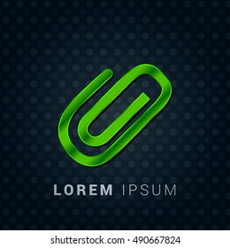 Attachment Bright Green chromium precious metallic 3D Icon / Logo Design