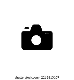 Attachment button. Photo camera icon. Simple style photo exhibition poster background symbol. Photo camera brand logo design element. Photo camera t-shirt printing. vector for sticker.