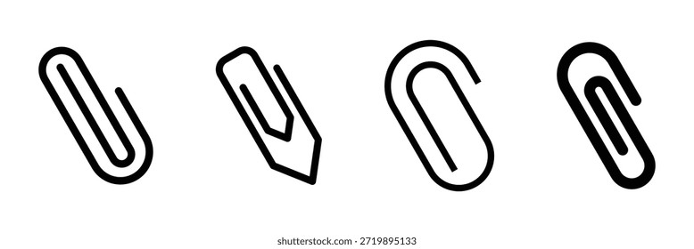 Icono de Clip de accesorios diseña colección para móvil, ui, Web. Conjunto de iconos de Clip de papel mínimo en estilo plano moderno con múltiples Formas y variaciones para la interfaz digital, diseño App y uso gráfico