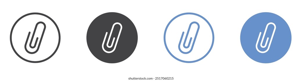Attachment clip icon flat line symbol set.