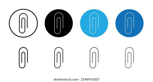 Conjunto de símbolos de linha plana do ícone de clipe de anexo.