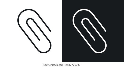 Attachment clip icon set black and white colors. Graphic Vector icons pack