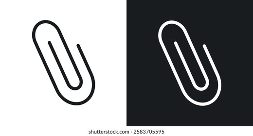 Attachment clip icons collection in black and white filled and line versions