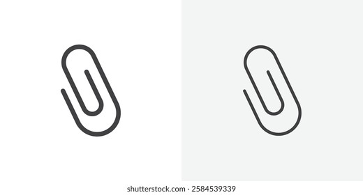 Attachment clip icons vectors illustrations in black fill and liner versions