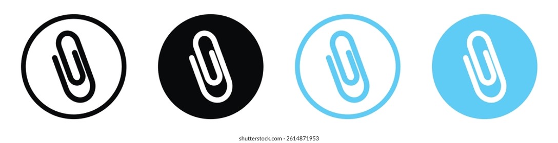 Attachment clip vector icons in black and blue colors