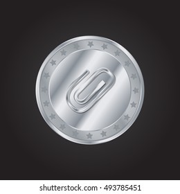Attachment embossed realistic silver / platinum coin precious Icon / Logo Design