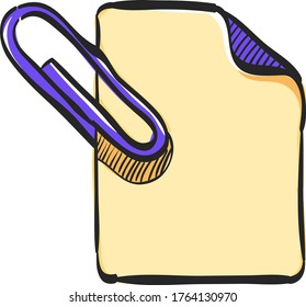 Icono de archivo adjunto en el dibujo a color. adjunto mensaje de correo electrónico de comunicación por Internet