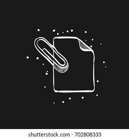 Attachment file icon in doodle sketch lines. Internet communication email message attach