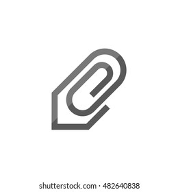 Attachment file icon in flat color style. Internet communication email message attach