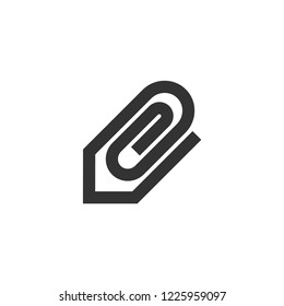 Attachment file icon in thick outline style. Black and white monochrome vector illustration.