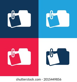 Attachment To Folder blue and red four color minimal icon set